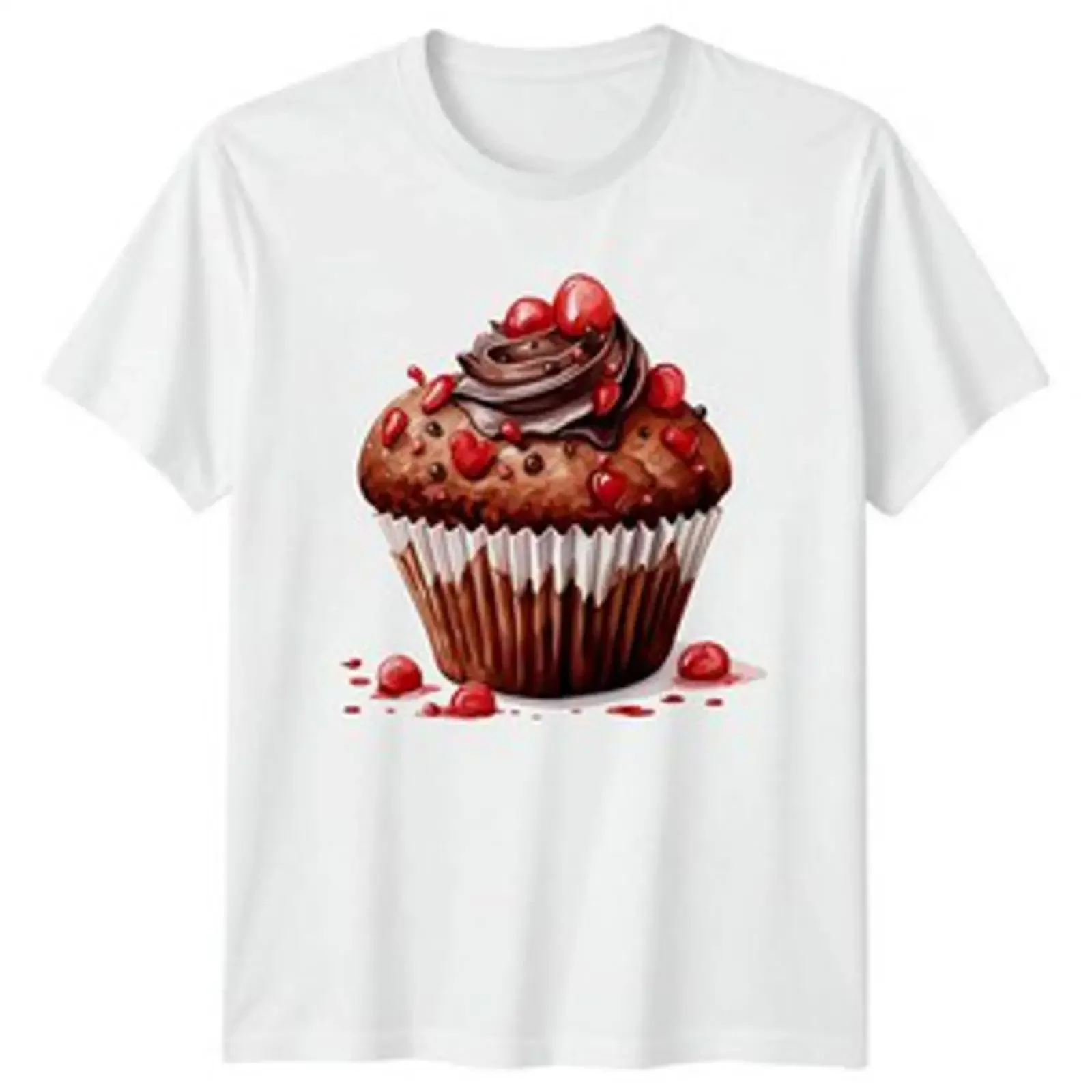 Chocolate Cupcake Herzen Damen T Shirt Herren Grafik Top vintage Washed Stylish Versatile graphic Soft designer clothes