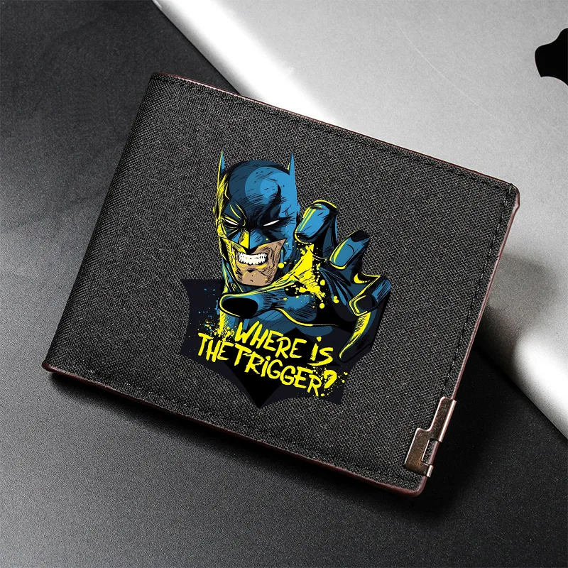 Batmaned Men Square Wallet Anime Cartoon Print Money Clip The Dark Knight Portable Multi Function Card Holder New Birthday Gifts view 4