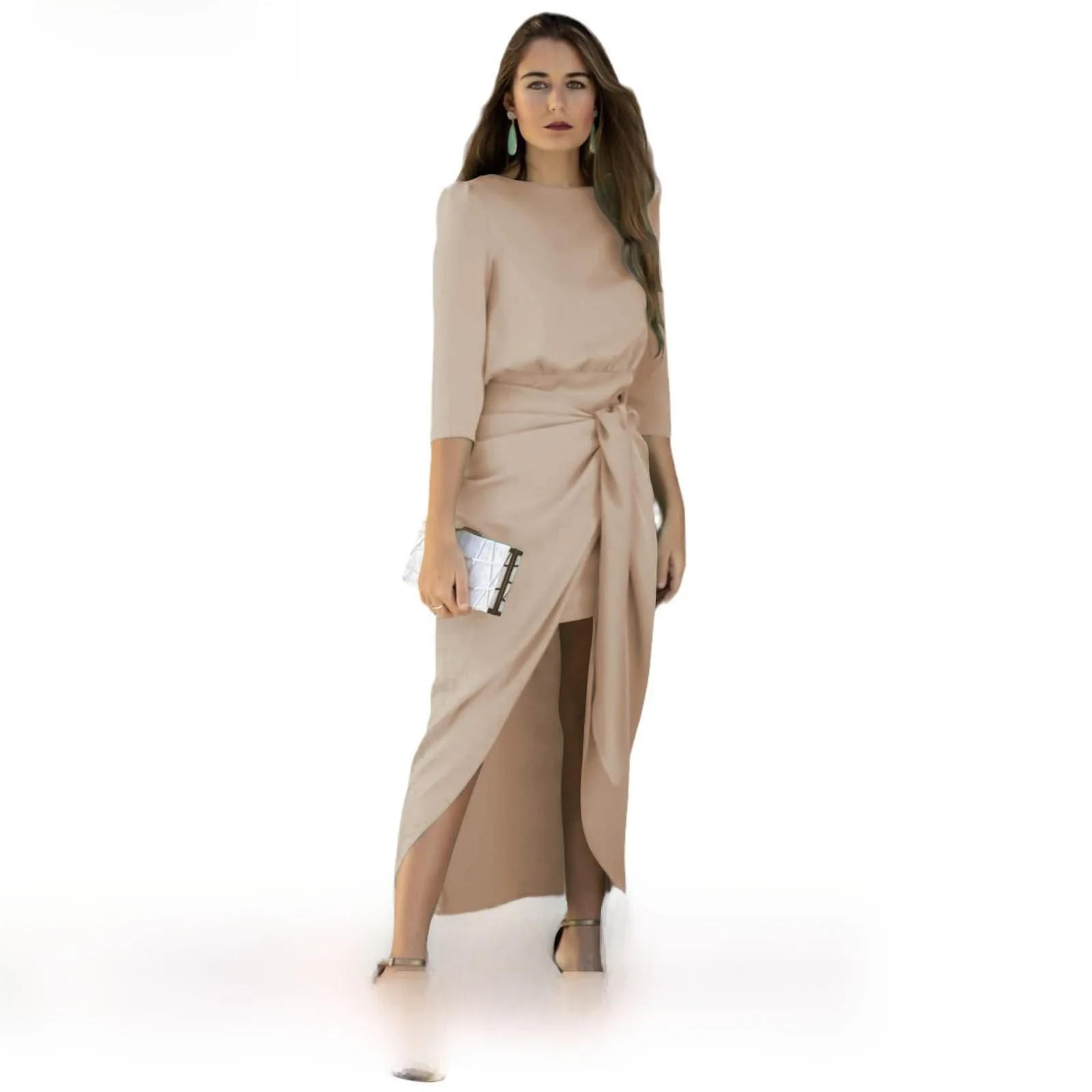 تنورة Ele Satin Wrap Dr عالية الخصر بأشرطة ميدي Dr للسيدات من Faionable Ele Dr موسم الصيف الأساسي Sle #5