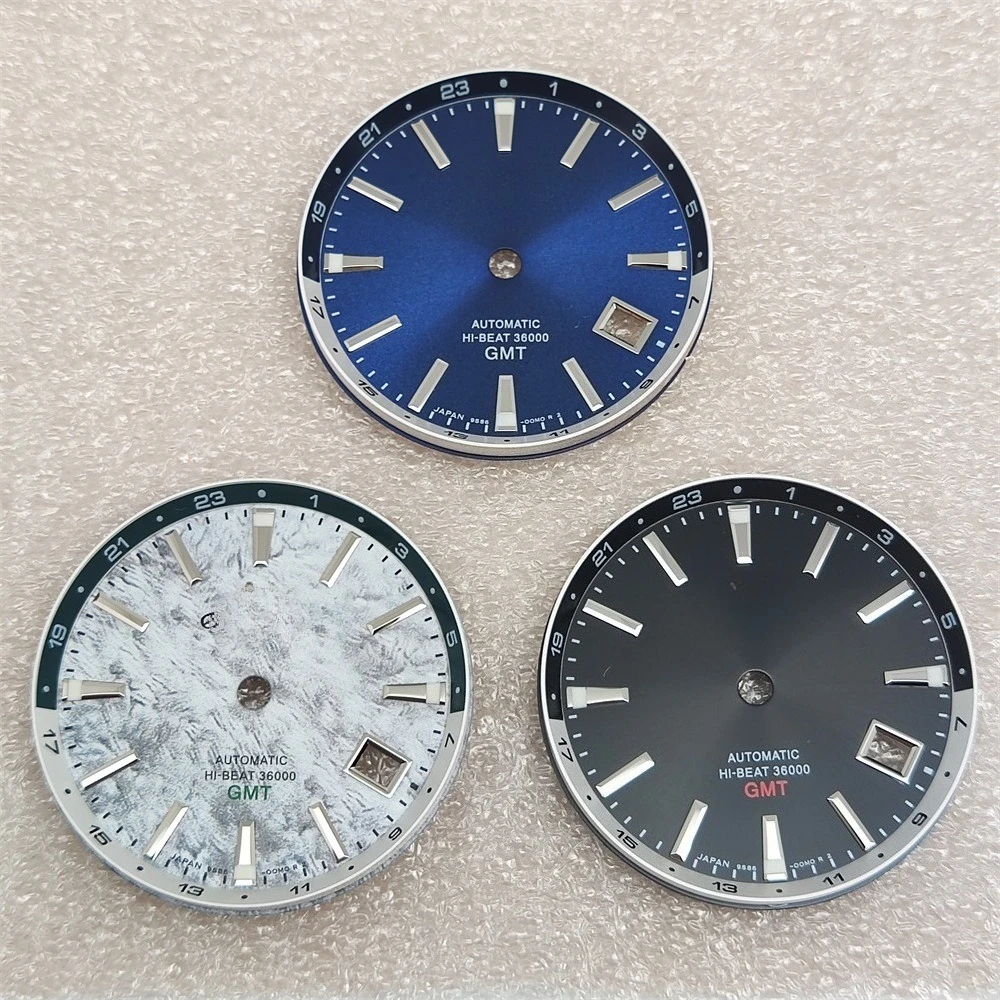 

Циферблат NH34 32 мм, циферблат часов NH34, внутреннее кольцо с тенью, ледяной синий, светящиеся аксессуары для часов для корпуса GS 44 мм, механизм NH34