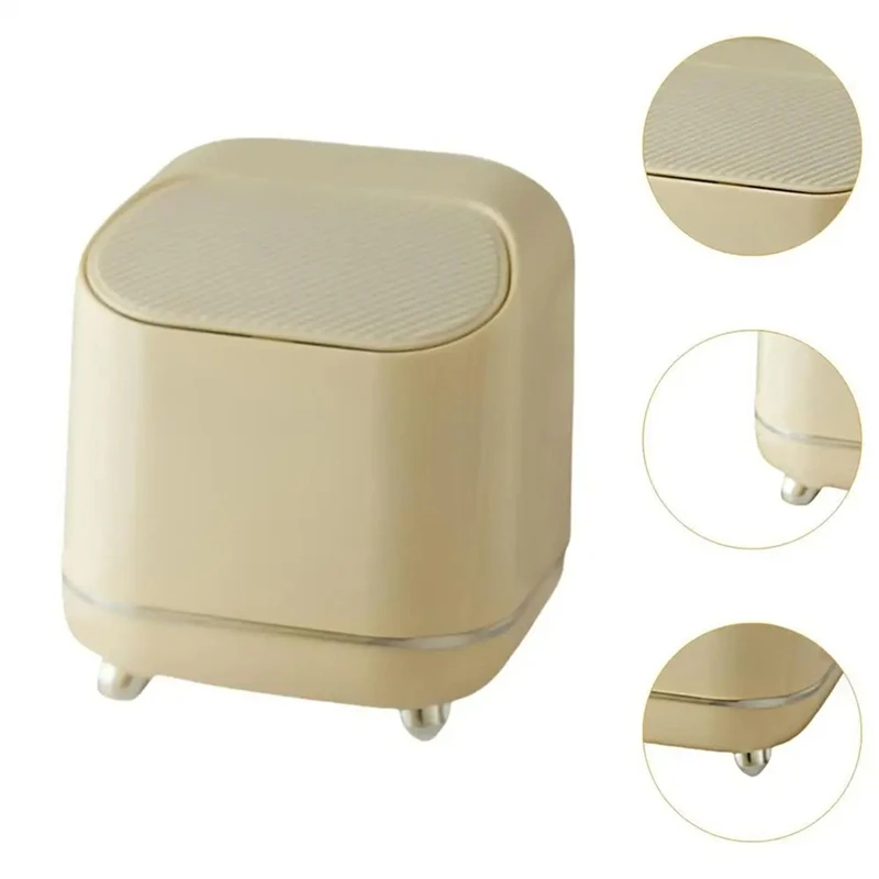 Small Trash Can For Desk Leak-Proof Desktop Garbage Bin Fashionable Multipurpose Trash Box Space-Saving Trash Can