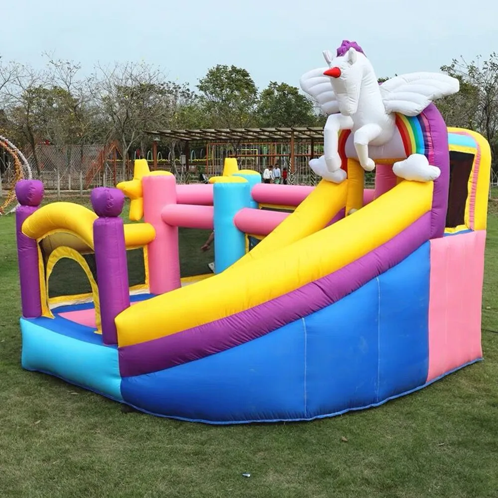 Bounce House, Inflatable Bounce Castle with Blower for Kids,Jumping Bouncer with Slide, Climbing Wall, Obstacles, Trampoline