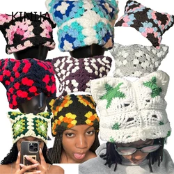 Handmade Beanie Hat Millennium Women Kawaii Y2K Harajuku Punk Gothic Knitted Cap Winter Female Men Retro Fashion Cold Hat