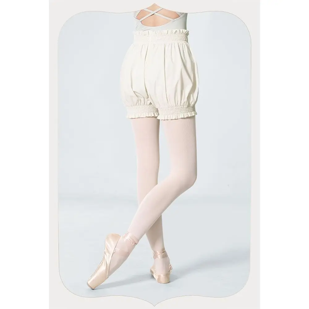 Pilates High Waist Dance Shorts Comfortable Nylon Bloomers Body-Hugging Fit Ruffle Safety Pants Women