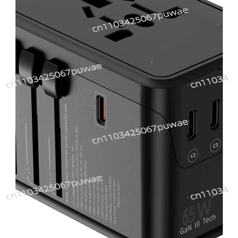 

65W Fast Charging Universal Travel Adapter Multi Plug Global Travel Charger Converter EU US UK AU Plug