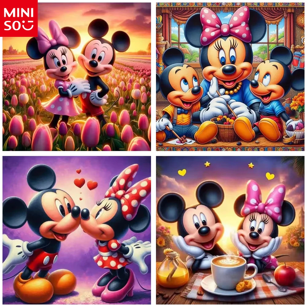 

MINISO Disney наборы для рисования по номерам Микки и Минни Маус живописный цветок DIY цифровой мультфильм картина маслом художественное ремесло домашний декор