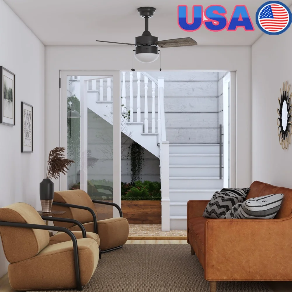

30 Inch Modern Indoor Ceiling Fan with Light Reversible Blades Adjustable Speed Quiet Performance Small Rooms