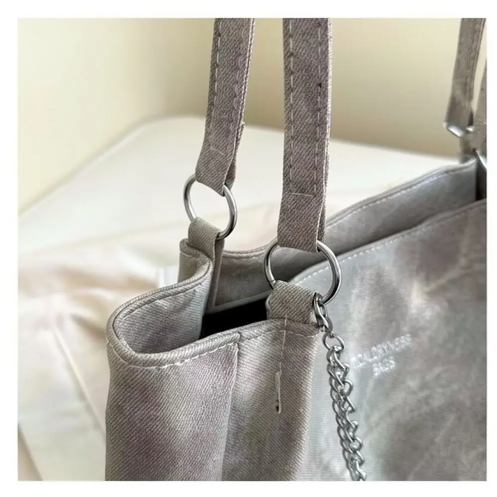 Fashion Large Capacity Tote Bag Women Shoulder Handbag PU Leather Casual Commuter Satchel With Chain Decor Spring New