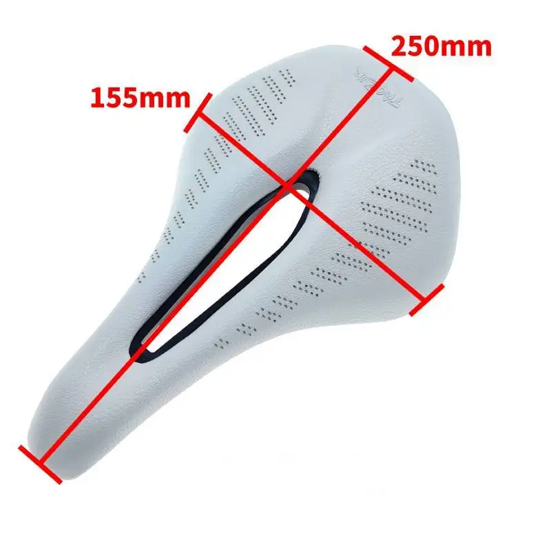 Bicycle Saddle White Breathable Hollow Design PU Leather Soft Comfortable Seat MTB Mountain Road Bike Sofa Cushion Cycling Parts