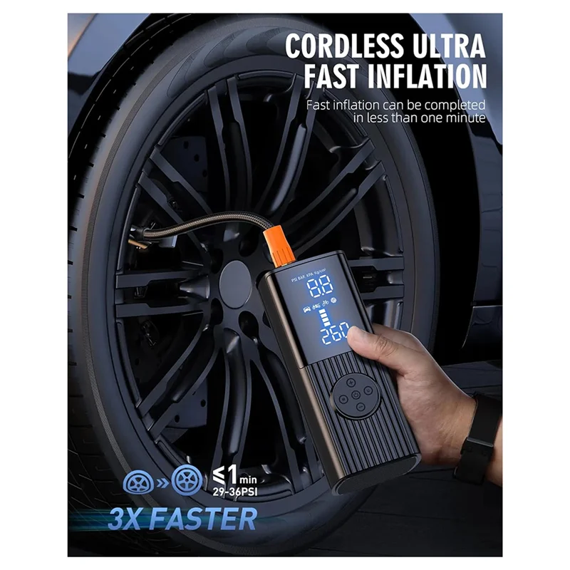 AAAC-Tire Inflator Portable Air Compressor, Portable Air Compressor With Accurate Pressure Gauge