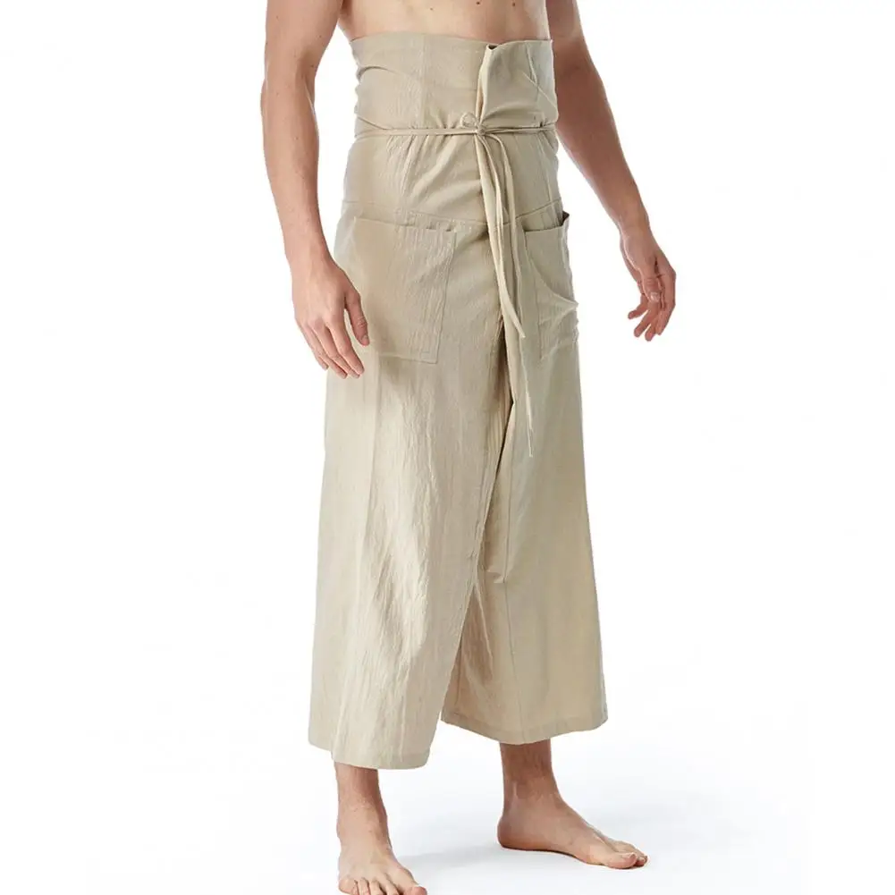 Thai Fisherman Pants Men OversizeTai style Pants Overweight Summer Wide Legs Flax Loose Martial Arts Trousers pantalones hombre