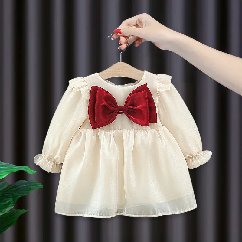 Spring Autumn toddler Baby's Girl Clothes Bow Dress costume for 1 year baby Birthday infant Girl's Clothing Casual Dresses dress