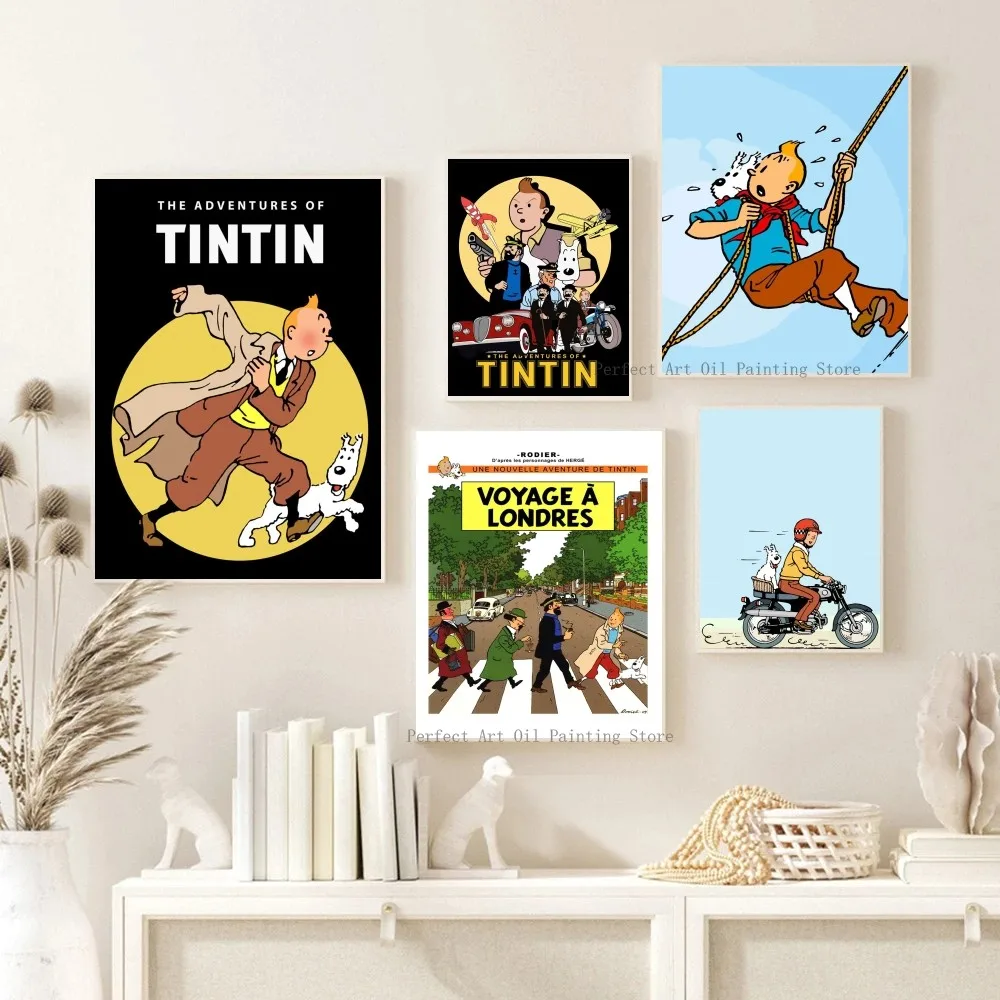 1 pz Tintins Adventure Poster Paper Print Home soggiorno camera da letto ingresso Bar ristorante Cafe Art Painting Decoration