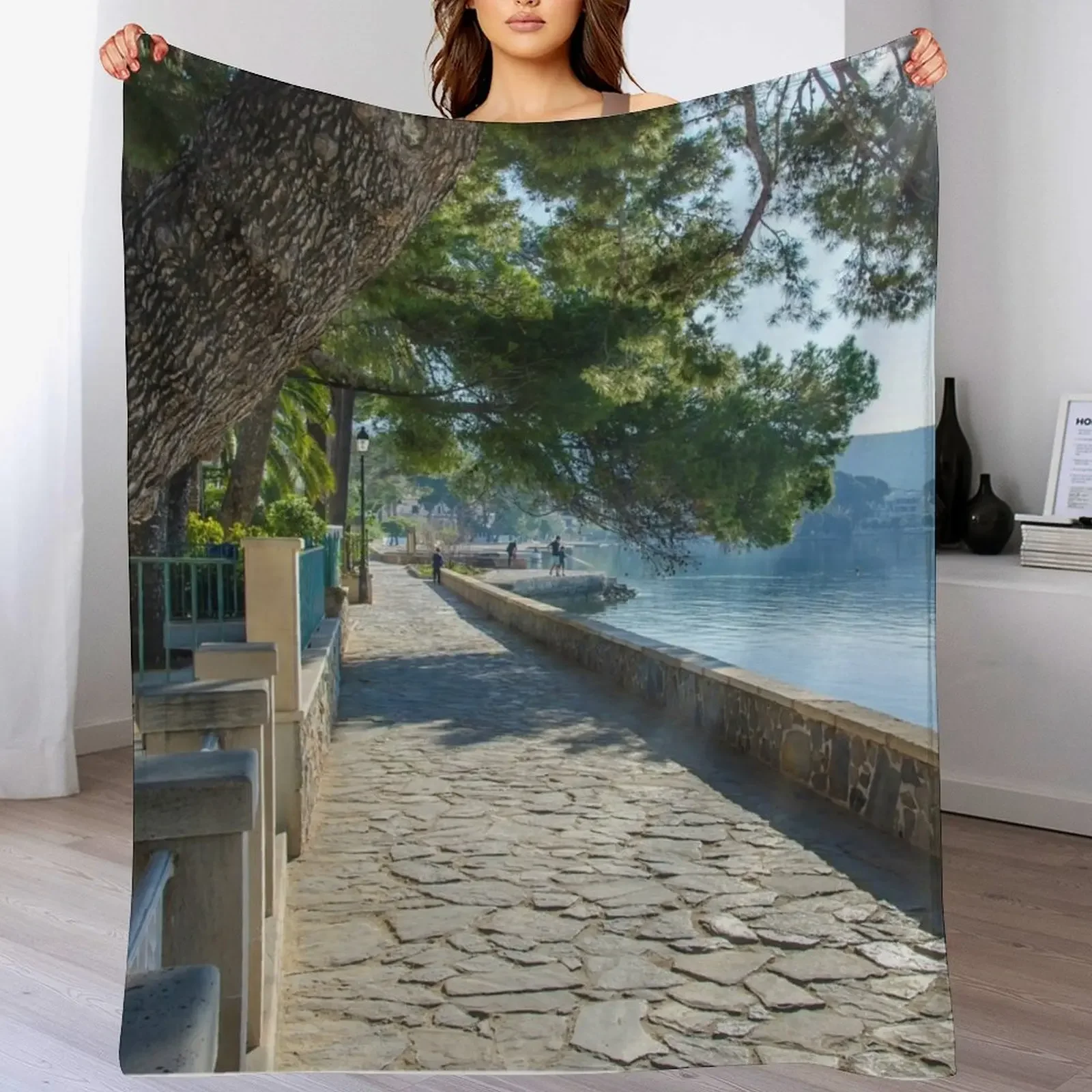 Sun Through The Trees On The Pine Walk In Puerto Pollensa Throw Blanket Compact Warm Blanket for Car Road Trip