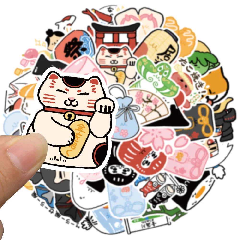 50pcs Anime niedlichen Cartoon japanische Glücks katze kawaii Objekte Aufkleber DIY Sammelalbum Laptop Motorrad Aufkleber Graffiti Aufkleber