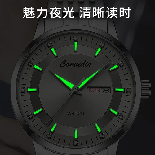 Imagen 2 del producto Reloj totalmente automático no mecánico para hombre, resistente al agua, ahuecado, que brilla en la oscuridad, calendario doble