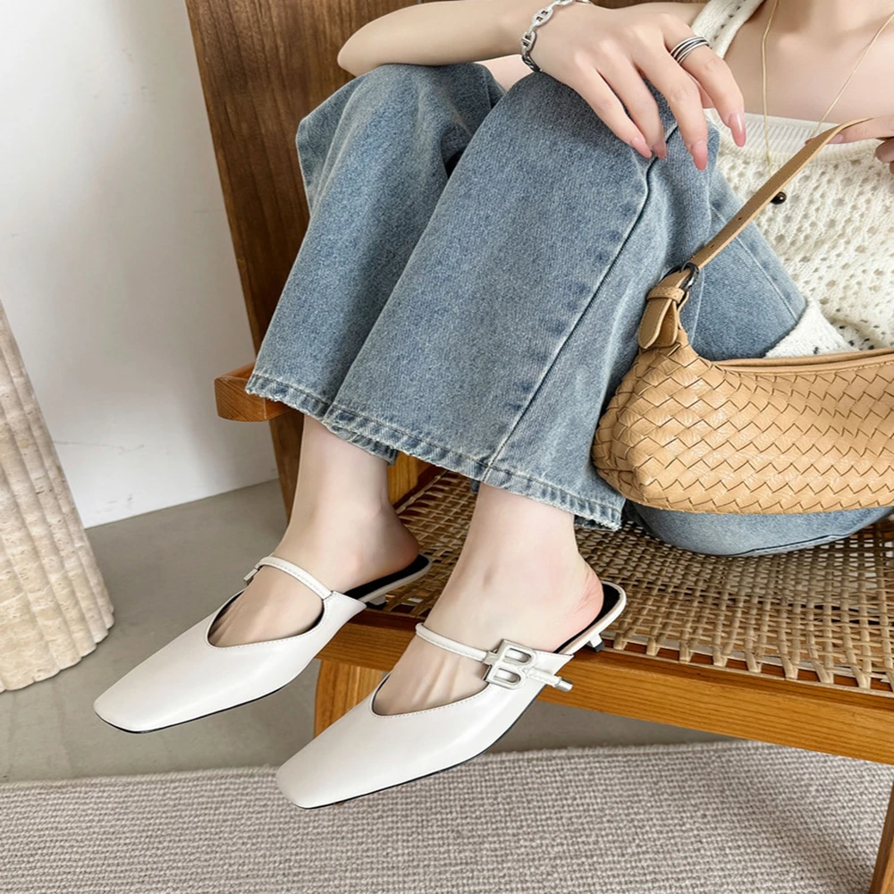 Women Square Toe Summer Fashion Slim Heel Toe Sandals Wearing Formal Dresses Wedding Dresses Party Dresses Buckle Slippers 82392