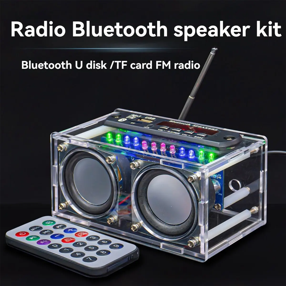 A73T Radio Dual Channel Bluetooth Speaker Amplifier Production Kit FM Spectrum Lamp Electronic DIY Welding Circuit