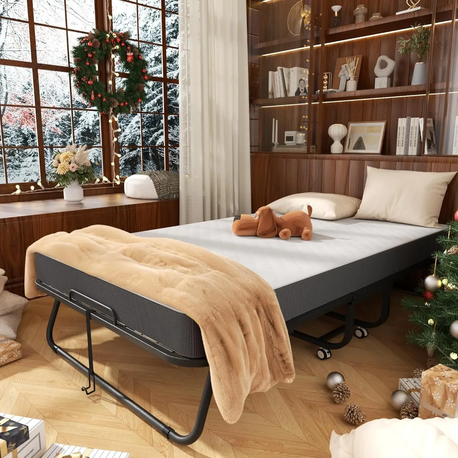 [عرض لفترة محدودة، تصفية! ]سرير قابل للطي مقاس 75 بوصة × 38 بوصة مع مرتبة، وسرير قابل للطي محمول، وإطار معدني قوي موفر للمساحة، Fol