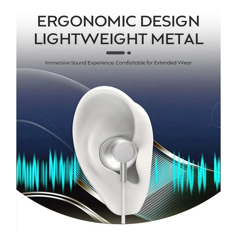 USB Type C Wired Headphones Half in Ear Earphones Volume Control Bluetooth 5.3 Dual Phone Connection Braided Cord-A74P