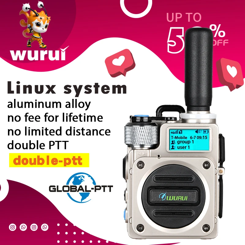 

Wurui G6 Military global-ptt（no platform fee） POC walkie talkie 4G long range radios Two way radio Phone Police Global intercom