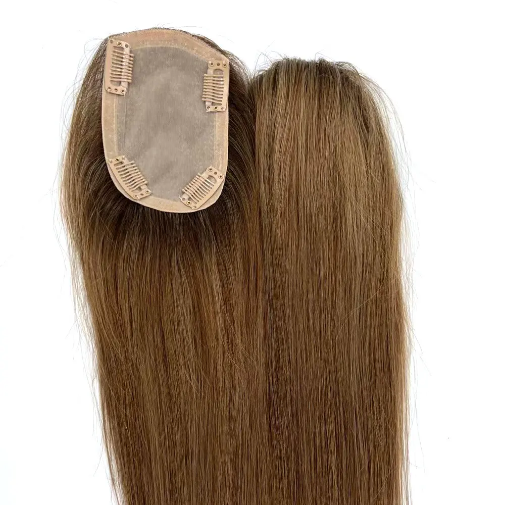 Hstonir Hair Topper Toupee Silk 100%  Human Natural Hairpiece European Remy Hair Wig Clip Hair Pad Women Real Hair Extra TP45