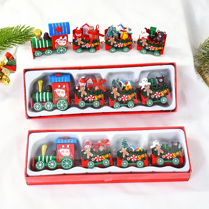 Christmas Wooden Small Train Xmas tree Ornaments kids favors Gift Christmas New Year 2025 Navidad Noel Home Party Decoration