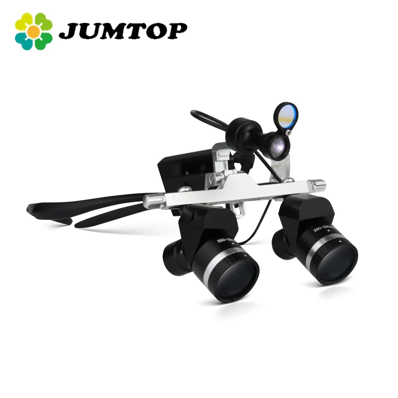 

JUMTOP Беспроводные стоматологические лупы с фарой мощностью 5 Вт, 3,5-5,5x, регулируемое увеличение, хирургические увеличительные стекла