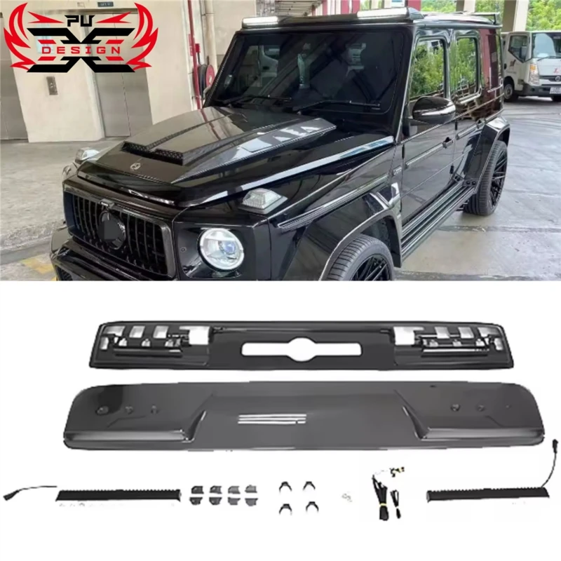 For Mercedes Benz G-Class W464 W463  B Style Dry Carbon Fiber Front Bumper Lip Spoiler Car Top Light Body Kit Front Roof Light