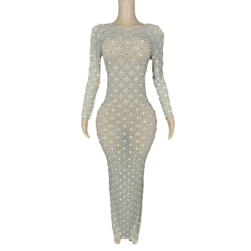 

Summer Temperament Elegant After Split Diamond Dress Ball Modern Dance Wedding Master Of Ceremonies Host Dress Vestido De Festas