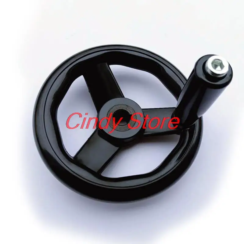1pcs Black Milling Machine Lathe CNC Spoked Hand Wheel Wavy Round Bakelite Three Handwheel 100/125/160/200/250mm