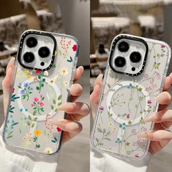 Ins Teman Man Flower Clear Case For Iphone 11 12 13 15 Pro Max Wireless Magnetic Charging Silicone Soft 14 Plus Shockproof Cover