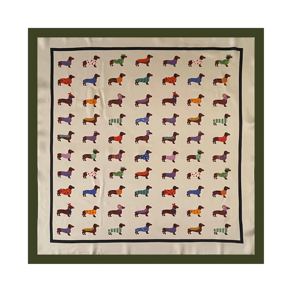 Simple Printed Dachshund Print Print Scarf Y2K Geometric Shape Small Square Scarf Spicy Girls Hip Hop Punk Bandana Beach