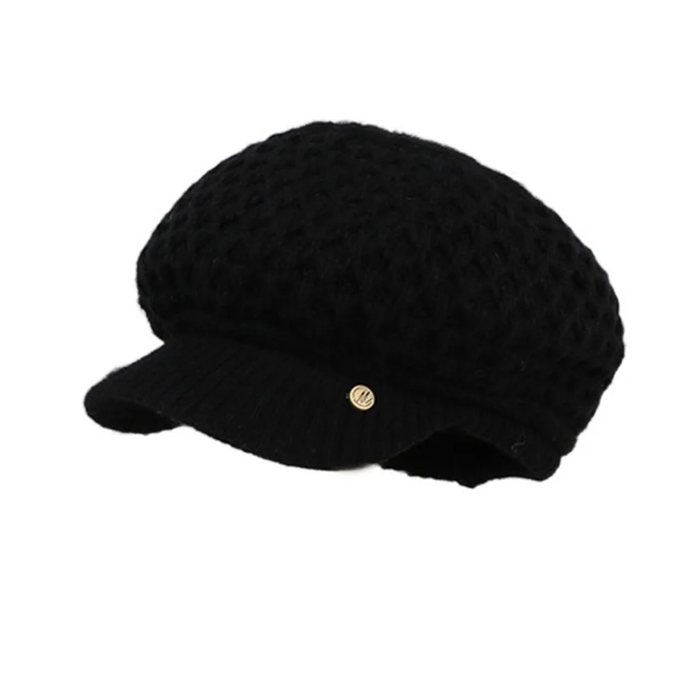 

Women Cap Thicken Knitted Berets High-end Sense Stretchy Beret Hat Large Size Soft Painter Caps Small Face