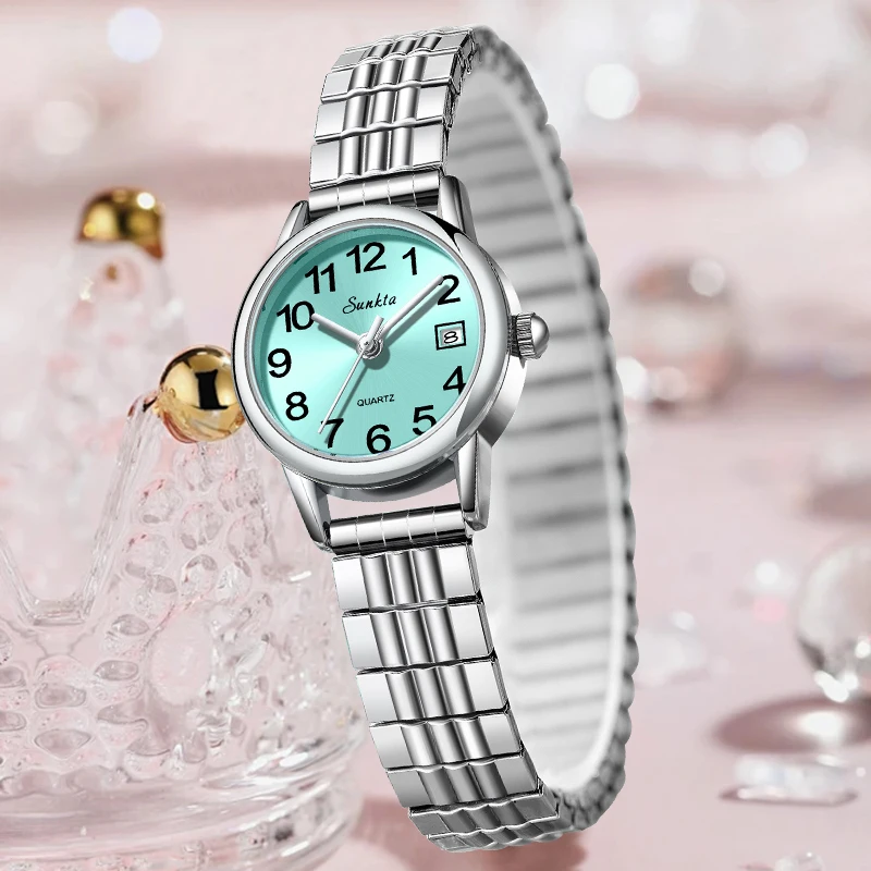 Sunkta Elegant Small Dial Watches for Woman Fashion Date Steel Casual Quartz Women's Wristwatch Ladies Bracelet Reloj Mujer New