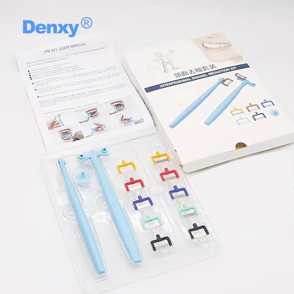 Denxy 1-set tandheelkundige materialen Aangrenzende oppervlakteontglazing Polijststrip Snijden Slijpstrip Gap Saw Set Orale verbruiksartikelen