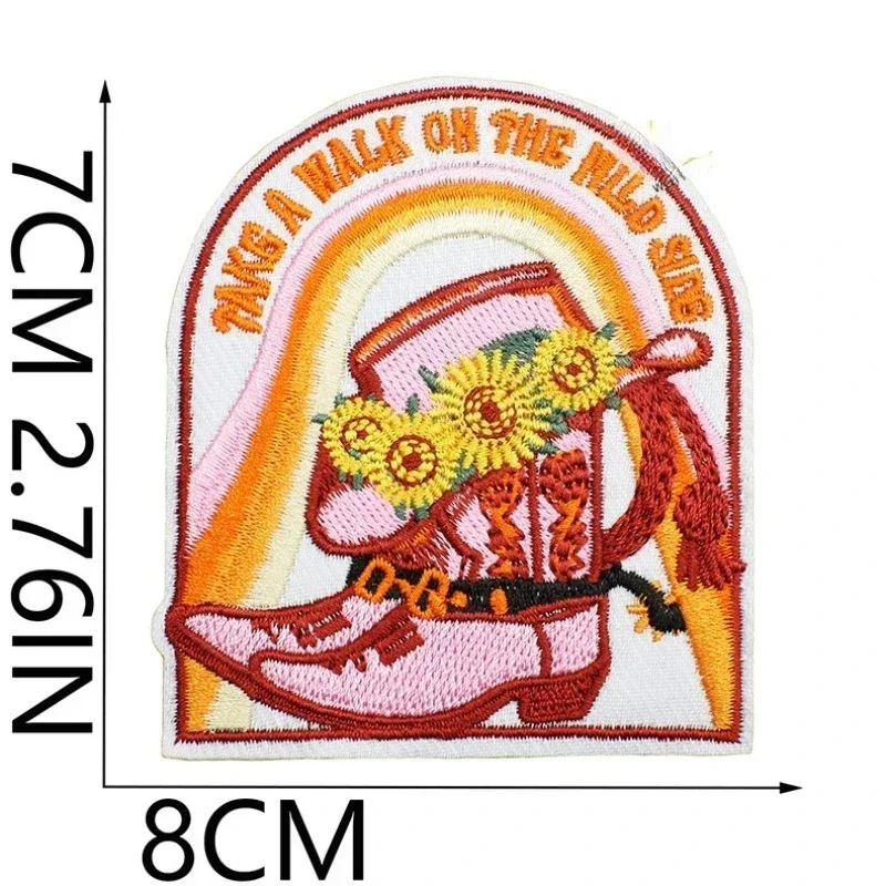 Doppia pistola ragazza cowboy occidentale ricamo adesivo in stoffa borsa scarponi decorativi ricamo computer capitolo ragazzo