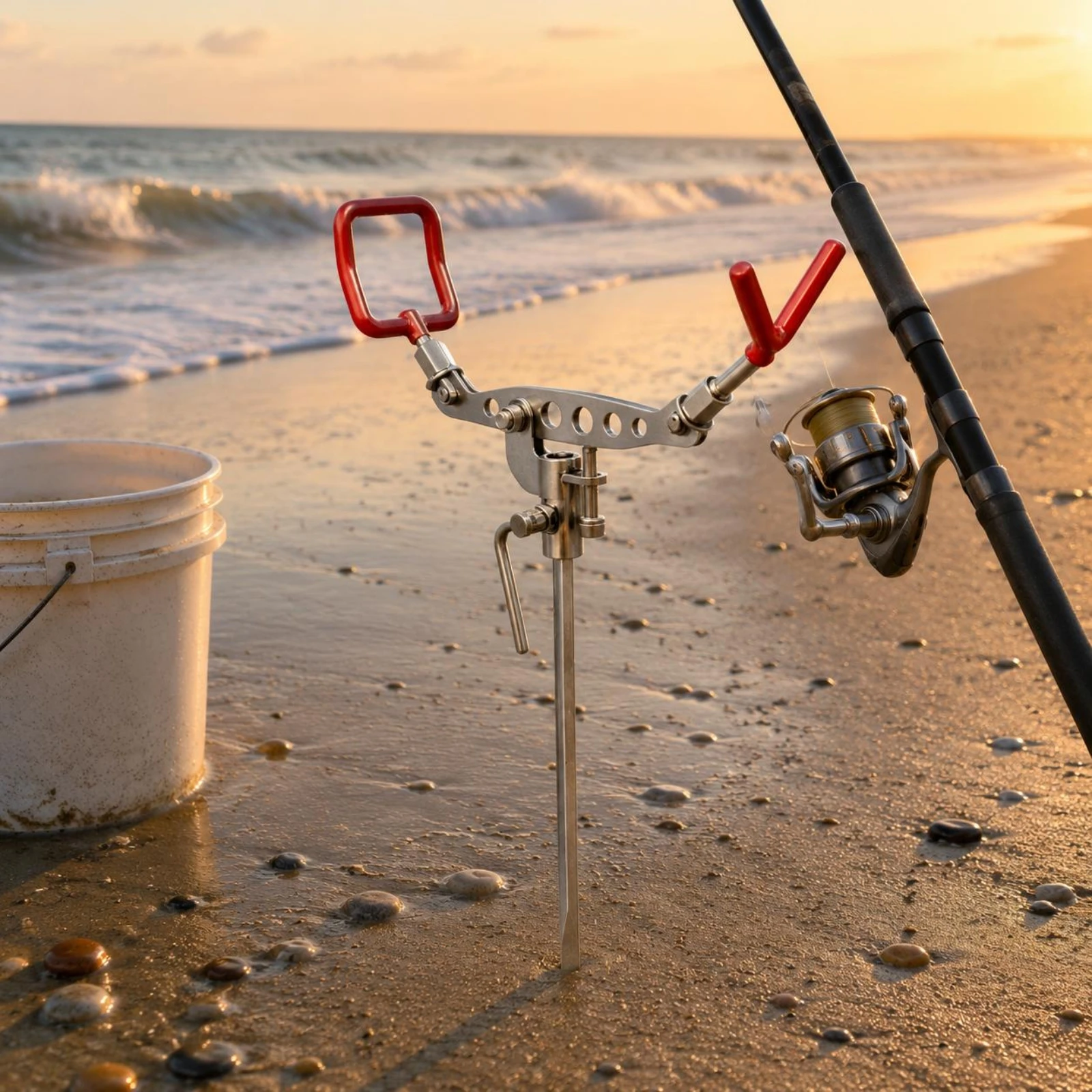 

Stainless Steel Fishing Pole Holder Long-Lasting Stainless Steel Rod Holder Fishing Pole Spike Stand Adjustable Shore Casting