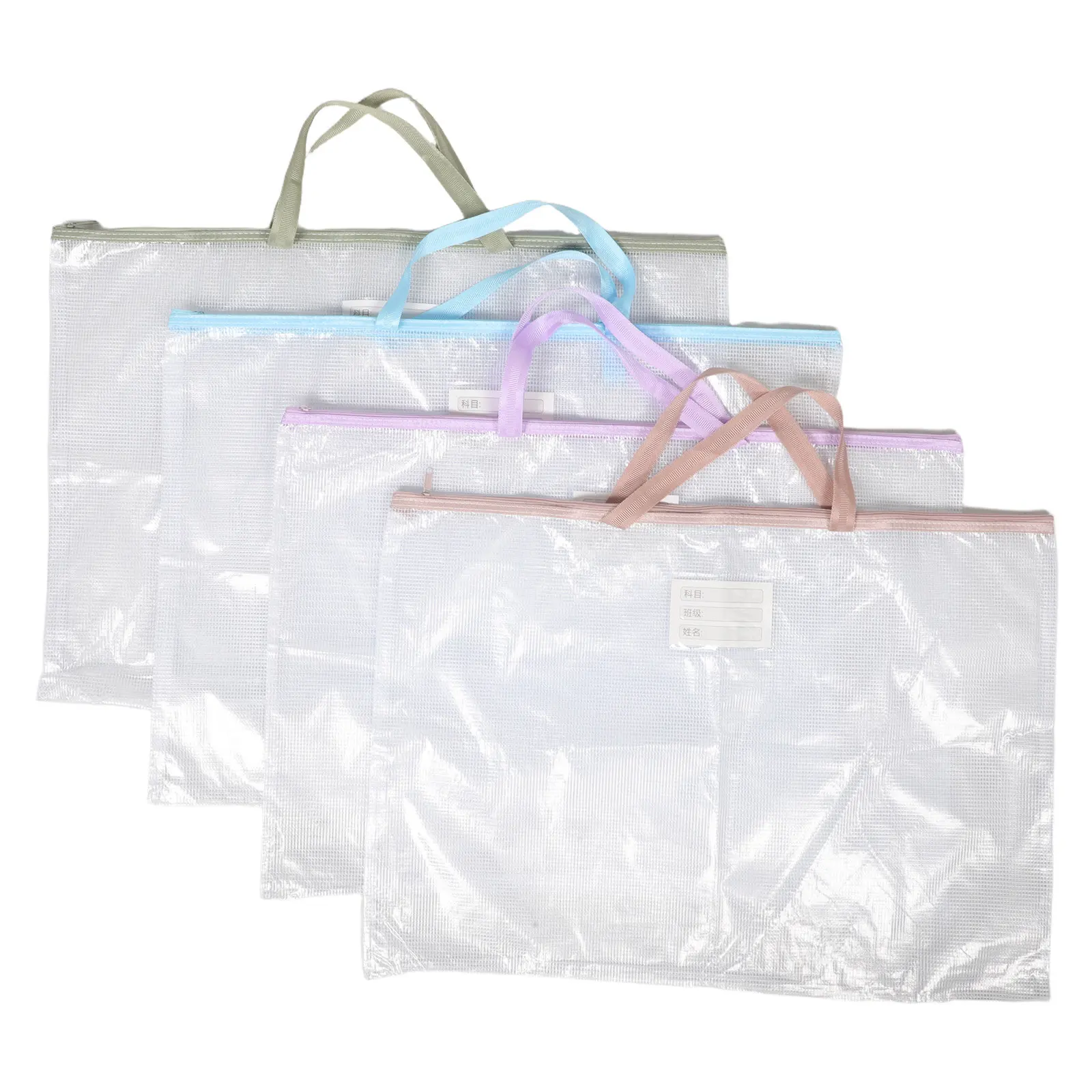 4Pcs Waterproof Large Capacity Organizer File Carry Bag For Office Document Storage Art Student PVC Folder Pouch