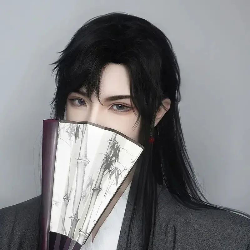 

qq 123Shen Lanzhou's Black Long Straight Antique Style Universal Wig Set Hanfu Men's Versatile Headwear