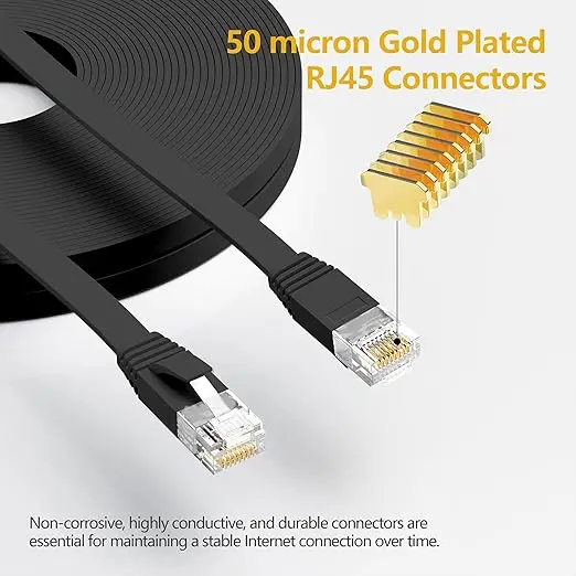 Kubie 10Gbps Cat 6 Shielded Ethernet RJ45 LAN Network Cable Cat6 Flat Patch For Modem Router Laptop PC 1m 2m 3m 5m 10m 20m 30m