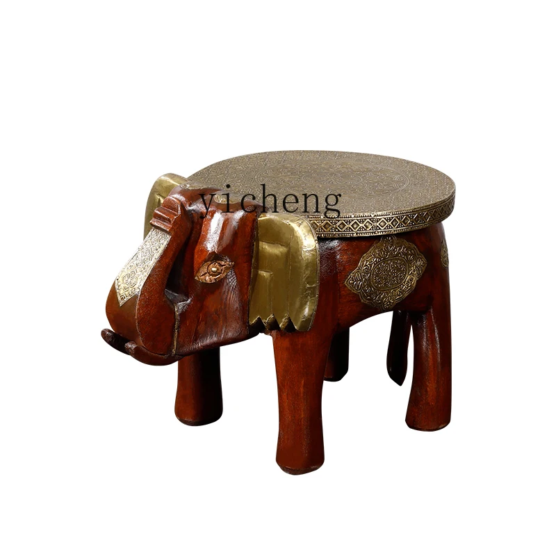 XL Solid Wood Shoe Changing Stool India Paulownia Elephant Log Small Bench a Wooden Bench Stool