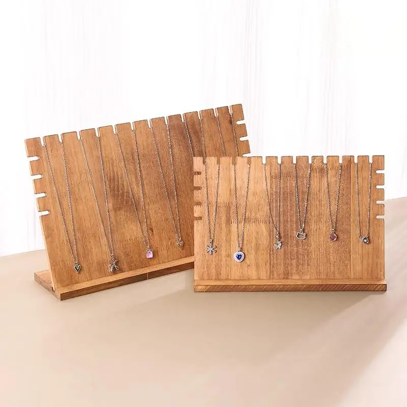القلائد على شكل حرف L الحامل عرض الجوز اللون الخشب موضة قلادة خشبية إطار عرض المجوهرات الدعائم القلائد رف المجوهرات