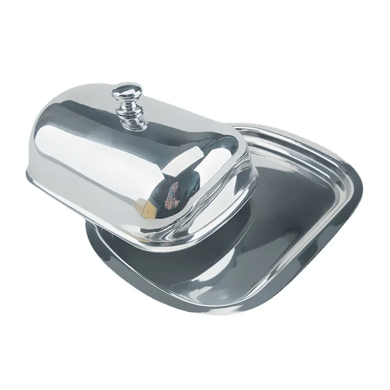 2Pcs 304 Stainless Steel Butter Butter Box Dim Sum Bread Cheese Box Butter Dish Fresh-Keeping Food  Cake Box