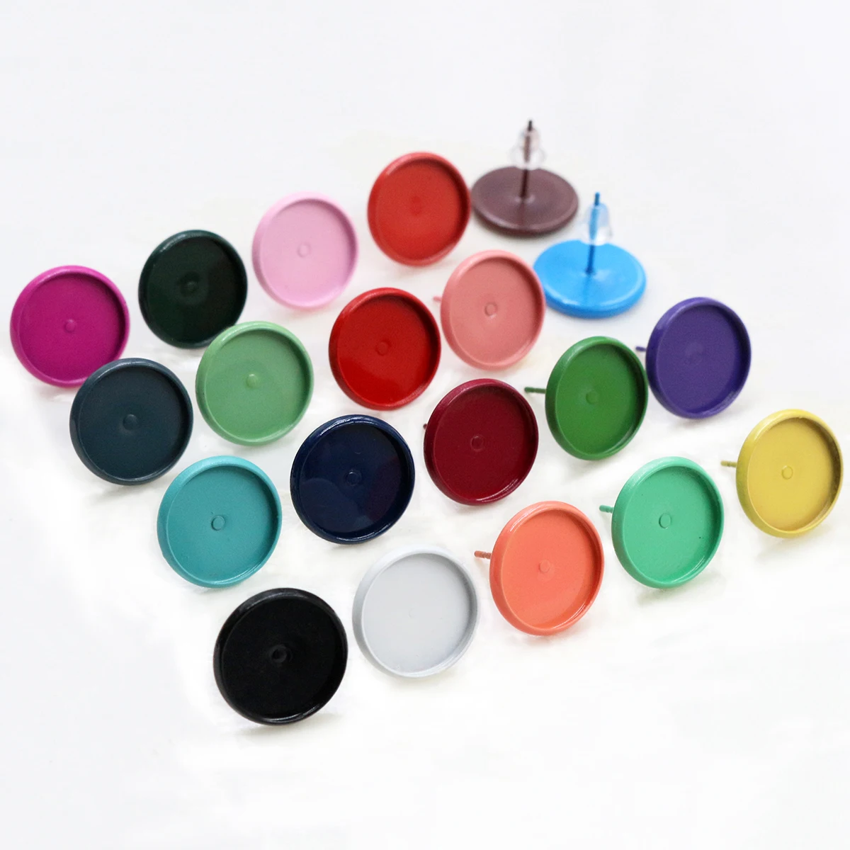 12mm 10mm 8mm 20 sztuk/partia mix kolor Plated kolczyki szpilki, kolczyki puste/Base,Fit 8-12mm szklane kaboszony, guziki; Kolczyki ramki