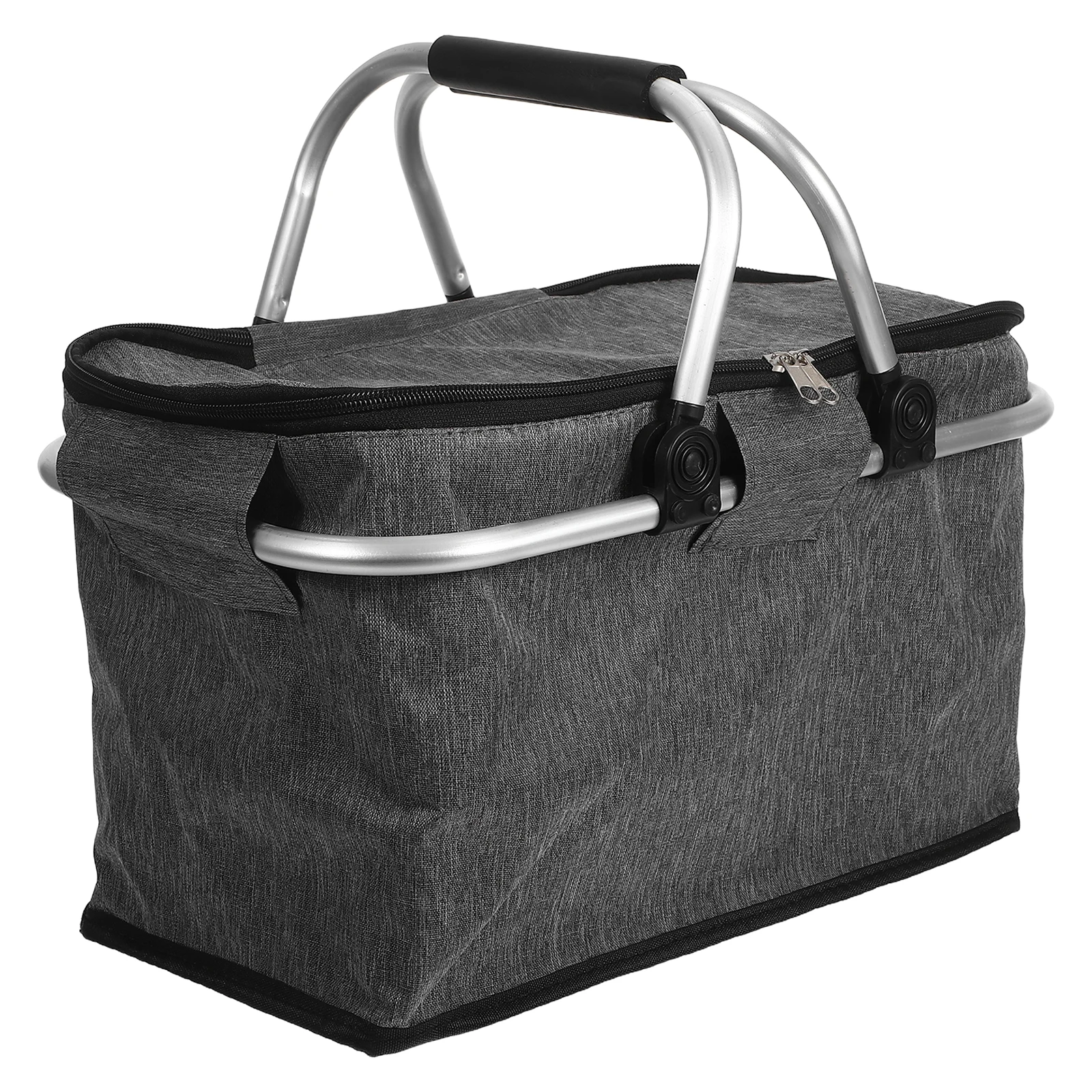 

Portable Foldable Picnic Basket Aluminum Film Insulated Grocery Baskets Handles Waterproof Cooler Bag Tote Outdoor Camping