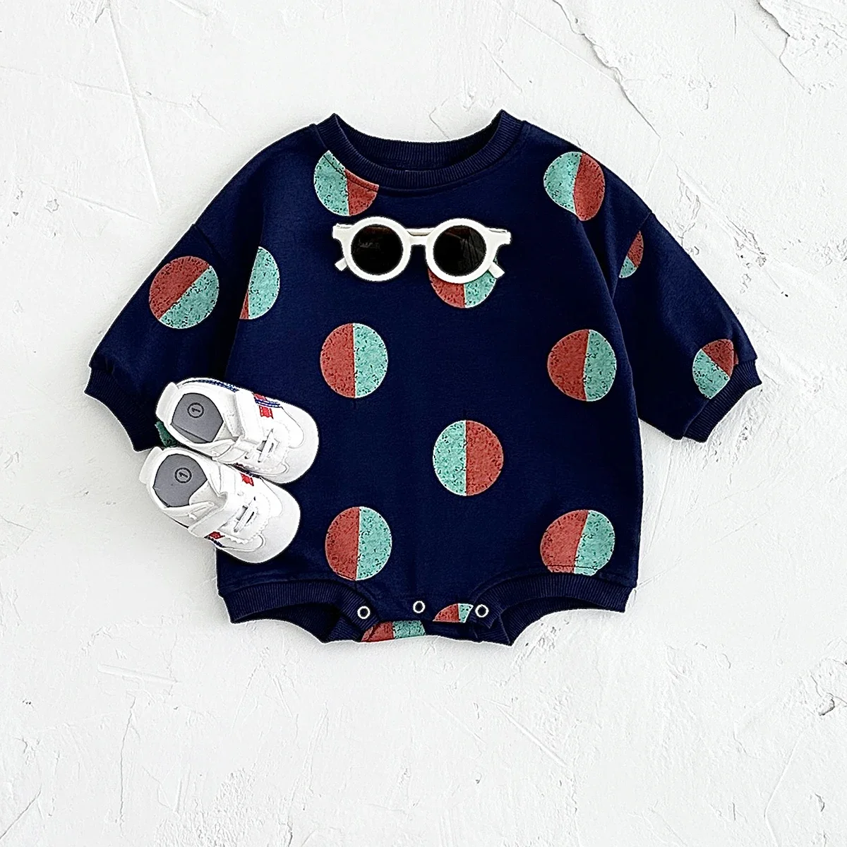 Baby Boys Girls Half-and-Half Polka Dot Print Long Sleeve Shirt Color Block Round Dot Tee Toddler Infant Casual Top