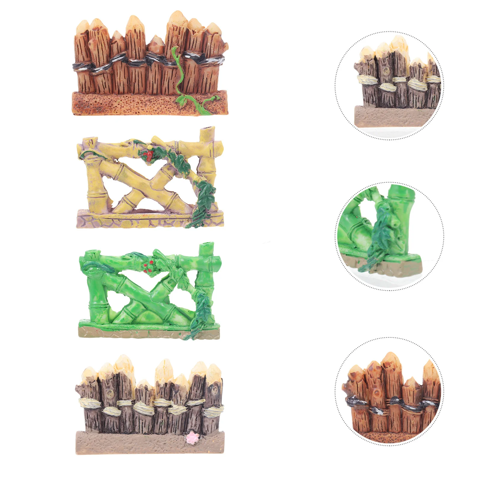

4Pcs Resin Mini Fence Bamboo Style Mini House Garden Decoration Fairy Garden Accessory Miniature Fence Ornaments
