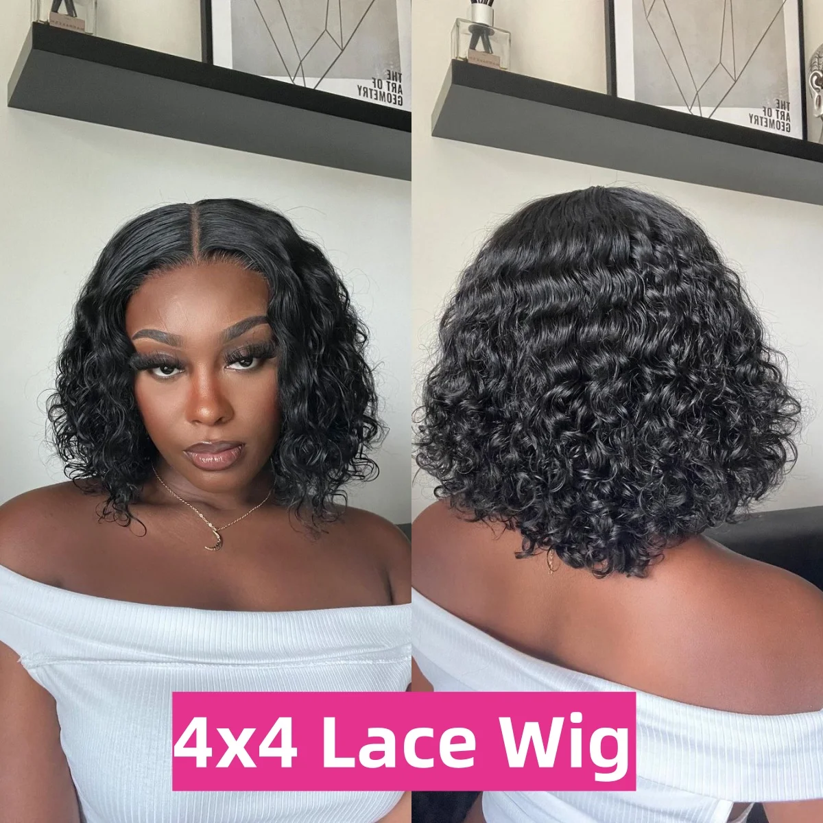 

Water Wave 4x4 Lace Closure Bob Wigs Natural Color Transparent Lace Wig Natural Hairline Brazilian Human Hair Wigs Pre Plucked