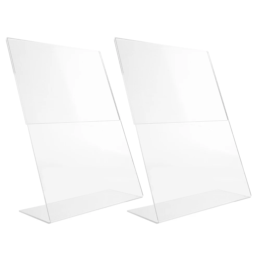 

2pcs Stand Desktop Sign Acrylic Document Holder Transparent Menu Stand Paper Holder Brochure Display Rack Tabletop Display